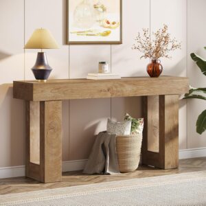 Tribesigns 63-Inch Long Console Table, Wooden Rectangular Sofa Table Behind The Couch, Farmhouse Entryway Table for Entrance, Hallway, Living Room (Natural)
