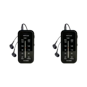 New 2026 1-3PCS Mini Raydi0 AM FiM Stereo Raydi0 with Headphones Portable Battreriy Operated Raydi0 with Back Clip Emergency Raydi0