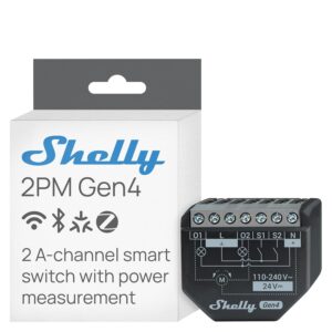 Shelly 2PM Gen4 | Wi-Fi, Zigbee & Matter 2-Channel Smart Relay Switch with Power Metering | Home Automation | Alexa, SmartThings, Google Home, Apple HomeKit Compatible | Roller Shutters Control
