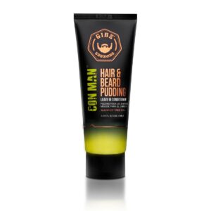 GIBS Con Man Hair & Beard Pudding – Leave In Conditioner – Curl Definer – Moisturizer – 3.25 oz Travel Size