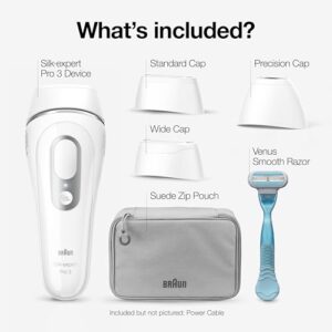Braun IPL Long-Lasting Hair Removal System for Women and Men, Silk Expert Pro 3 PL3221, Permanent Visible Hair Reduction, Head-to-Toe Usage, for Body & Face, Alternative to Salon Laser Hair Removal