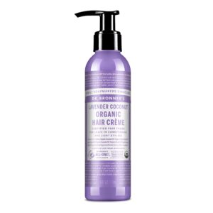 Dr. Bronner’s Organic Hair Crème Leave-In Conditioner Styling Cream Anti Frizz Hair Product for Women & Men Hair Cream USDA Organic, Cruelty Free, Lavender Coconut – 6oz 1 Pack