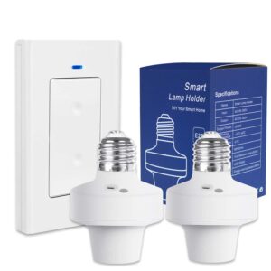 QIACHIP Remote Control Light Socket E26 E27 Bulb Socket Adapter, ZigBee Smart Light Holder Compatible with Alexa Echo Voice Control, Requires Zigbee Hub