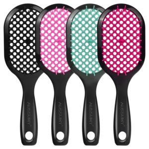 4 Pack Vented Detangling Hair Brush – Detangler Hairbrush with Soft Bristles for Effortless Tangle Free – Ideal for Wet Dry or Curly Damaged Hair for Women Men Kids